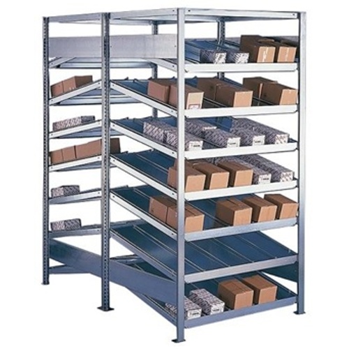 Shelf rack with sloping shelves, double-sided - basic field (1600mm deep)