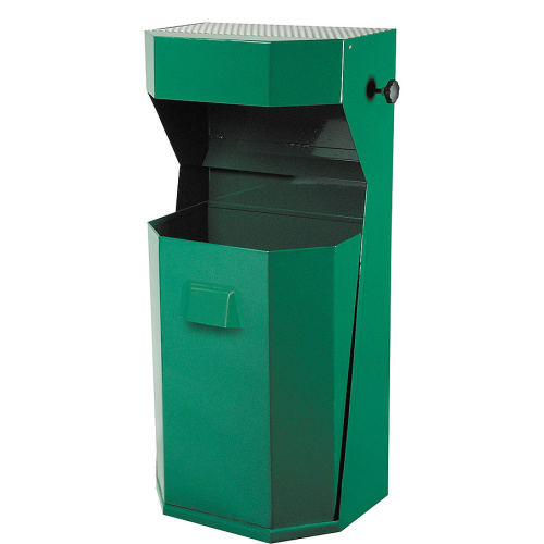 Exterior waste bin with ashtray 50 l. - green