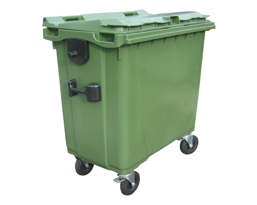 Plastic container 660 l flat lid-green