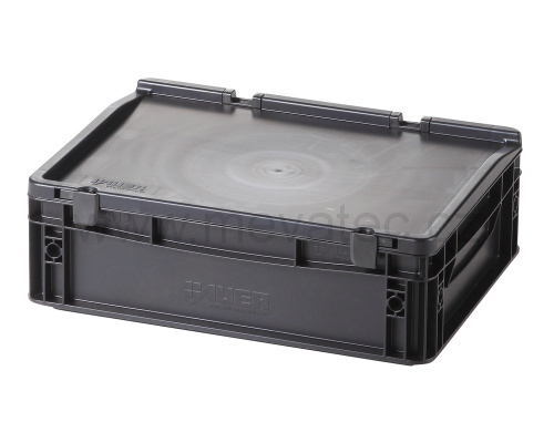 Plastic EURO crate 400x300x135 mm with a lid - ESD