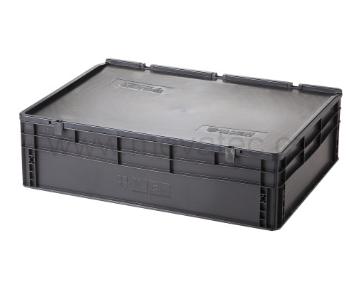 Plastic EURO crate 800x600x235 mm with a lid - ESD