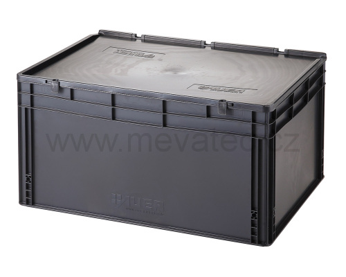 Plastic EURO crate 800x600x435 mm with a lid - ESD
