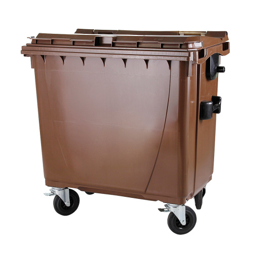 Plastic container 660 l flat lid-brown