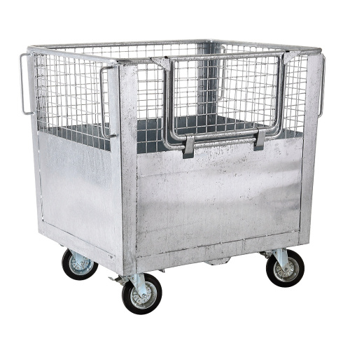 Wire mesh box - tipping front, fixed lid 1400 l.