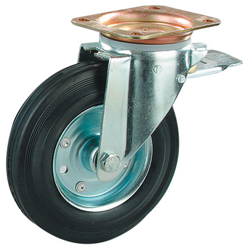 Wheel for container - with brake