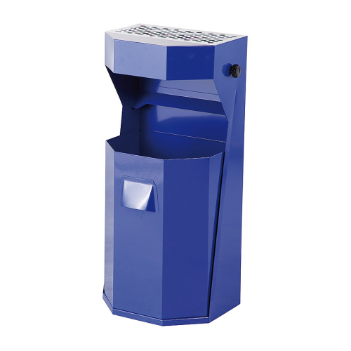 Exterior waste bin with ashtray 50 l. - blue