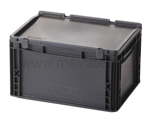 Plastic EURO crate 400x300x235 mm with a lid - ESD