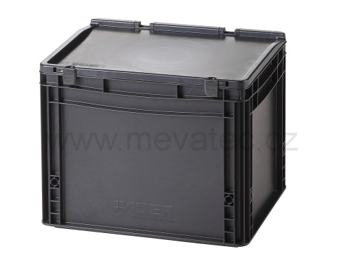 Plastic EURO crate 400x300x335 mm with a lid - ESD