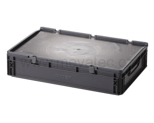 Plastic EURO crate 600x400x135 mm with a lid - ESD