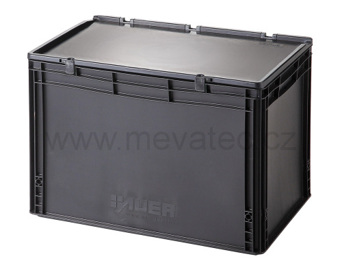 Plastic EURO crate 600x400x435 mm with a lid - ESD