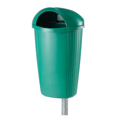 Plastic waste bin blue light green