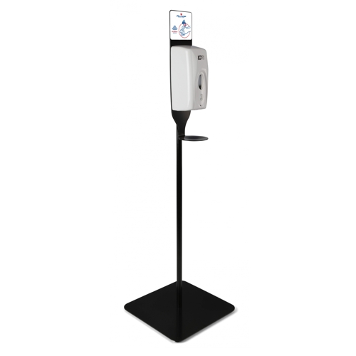 Touch-free disinfection stand with post