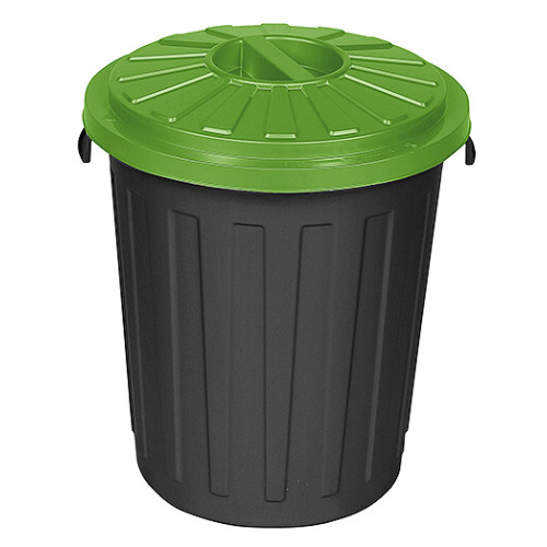 Plastic bin black with green lid - 24 l