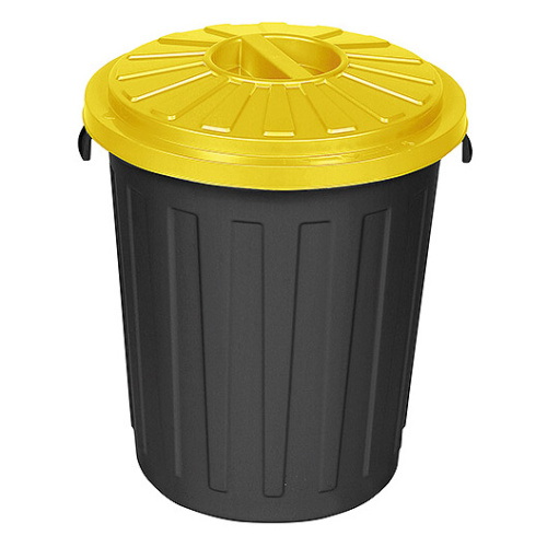 Plastic bin black with yellow lid - 24 l