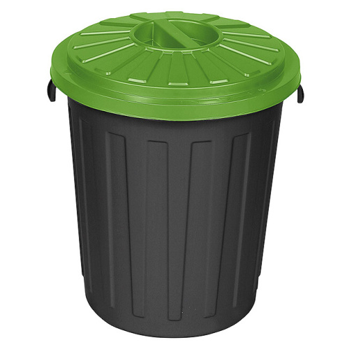 Plastic bin black with green lid - 50 l