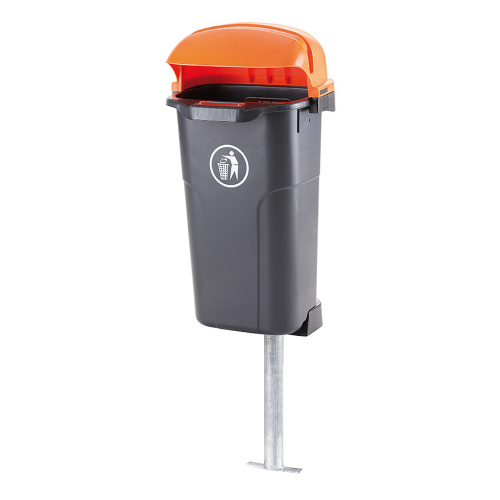 Plastic waste bin Urban - 50 l - black with orange lid