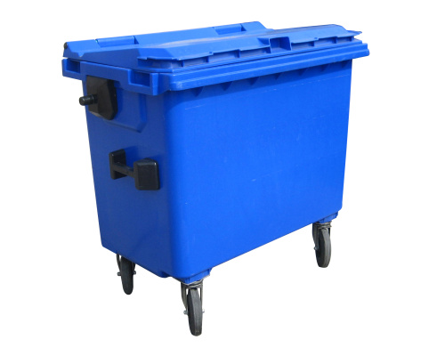 Plastic container 770 l flat lid-blue