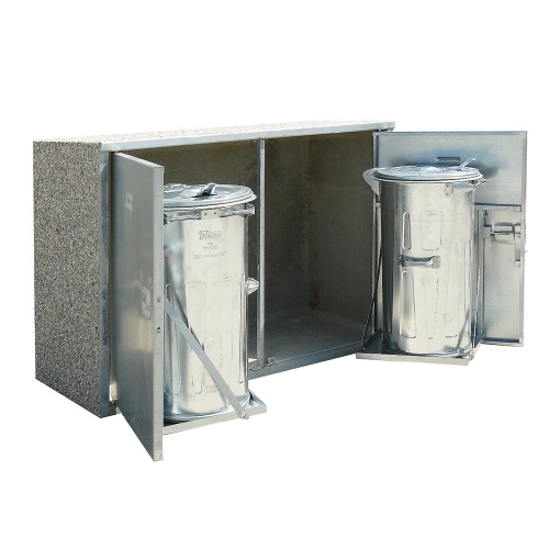 Station for waste bins - 2x metal