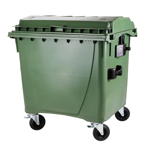 Plastic container 1100 l flat lid-green