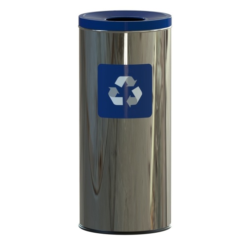 Outdoor stainless bin for waste sorting - blue