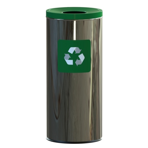 Outdoor stainless bin for waste sorting - green