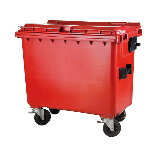 Plastic container 660 l flat lid-red