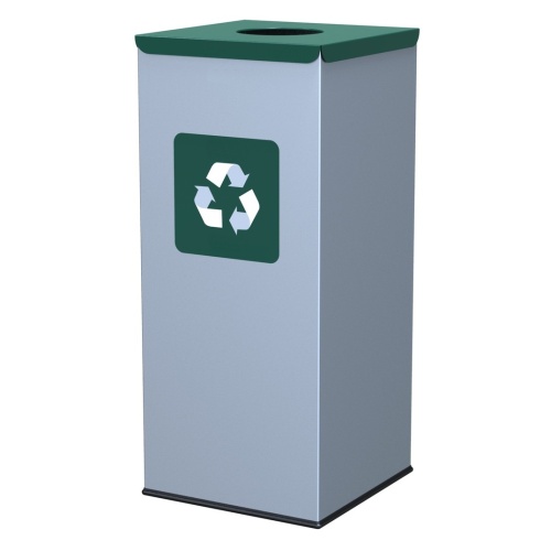 Square waste bin - green lid