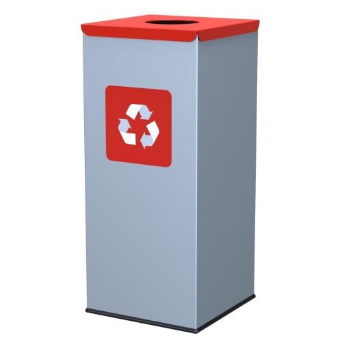 Square waste bin - red lid