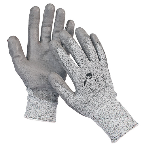 Knitted seamless gloves against cutting through