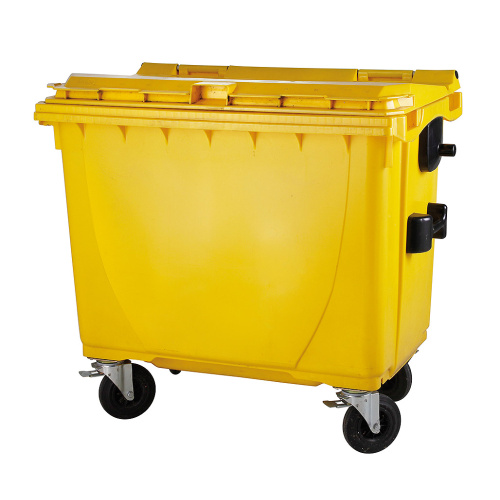Plastic container 660 l flat lid-yellow