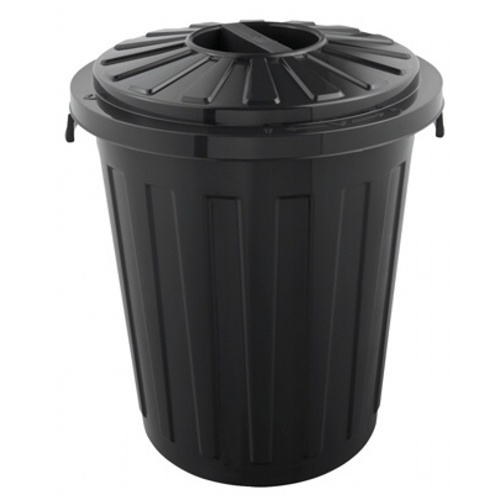 Plastic bin black with black lid - 24 l