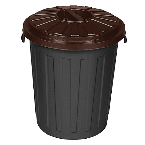 Plastic bin black with brown lid - 24 l