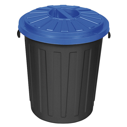 Plastic bin black with blue lid - 50 l