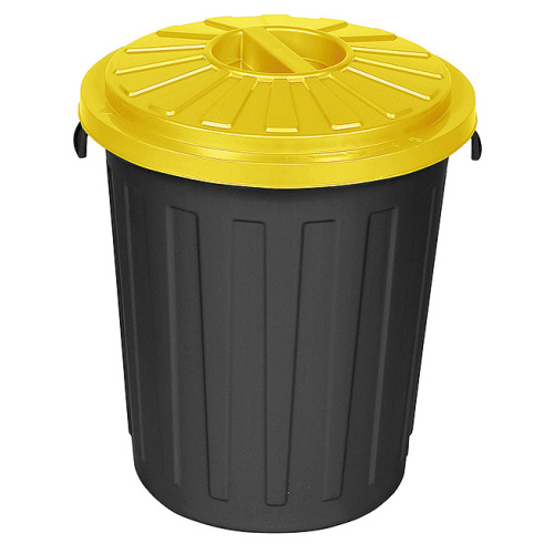 Plastic bin black with yellow lid - 50 l