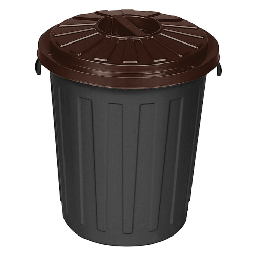Plastic bin black with brown lid - 50 l