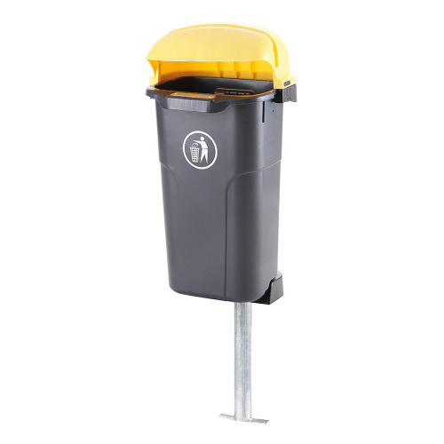 Plastic waste bin Urban - 50 l - black with yellow lid