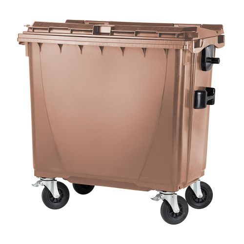 Plastic container 770 l flat lid-brown