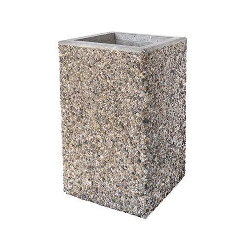 Square concrete bin with washed out surface – without the lid