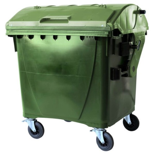 Plastic container 1100 lt. - green lid in the lid