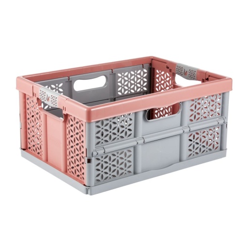 Foldable crate – pink/gray 32 l.
