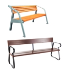Metal benches and tables